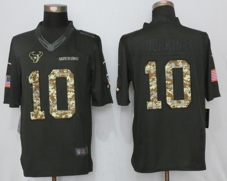 2017 Men Houston Texans #10 Hopkins Anthracite Salute To Service Green New Nike Limited NFL Jersey->->NFL Jersey